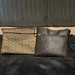 Coach Brown and Black Signature Crossbody Set